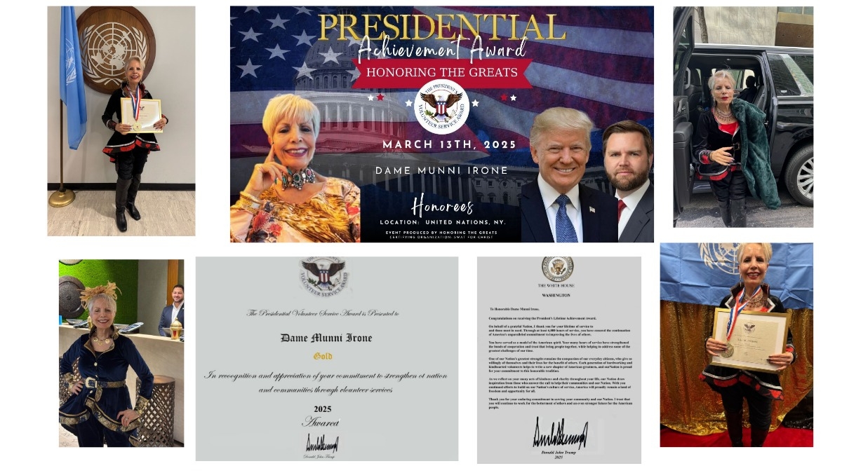 Queen of Beverly Hills, Dame Munni Irone, Receives President’s Lifetime Achievement Award-World News Network